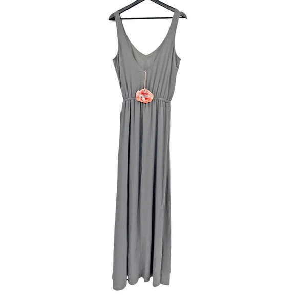 Show Me Your Mumu Womens Kendall Maxi Dress Long Soft Charcoal Crisp Size S NWT - Picture 5 of 16